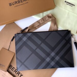 burberry london plaid zipper buggy bag calfskin material slim briefcase