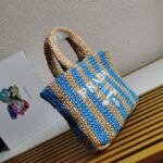 prada 1bg42 fiber tote bag small hand-woven