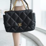 Chanel Black Italian Imported Lambskin 19 Maxi Handbag