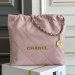 Chanel AS3260 Small Pink Shiny Calfskin & Gold-Tone Metal Chanel 22 Small Handbag