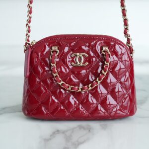 Chanel Red Small Size Patent Leather Alma Bag