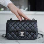 Chanel Black & Silver Hardware Italian Gaiera Lambskin Mini Classic Handbag