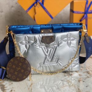 louis vuitton m21057 blue/silver down three-piece set maxi multi pochette accessoires handbag