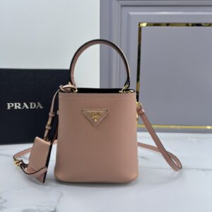 PRADA 1BA217 Light Pink Small Saffiano Leather Prada Panier Bag