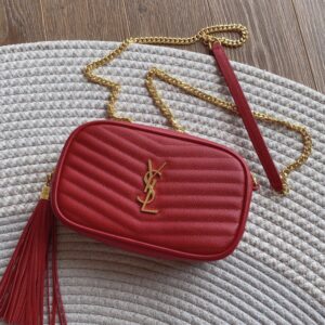 ysl mini lou red quilted grain embossed leather mini handbag