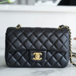 Chanel Black & Gold Hardware Italian Gaiera Lambskin Mini Classic Handbag