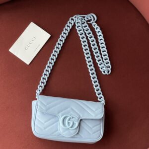 gucci 699757 blue gg marmont belt bag