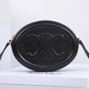 celine 101703 black crossbody oval purse cuir triomphe in smooth calfskin