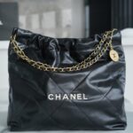 Chanel AS3261 Medium Black Shiny Calfskin & Gold-Tone Metal Chanel 22 Handbag