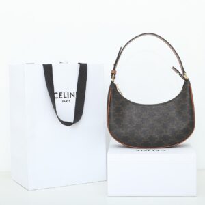 celine 193952 tan ava bag in triomphe canvas and calfskin