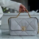 Chanel Light Gray Italian Imported Sheepskin 19 Handbag