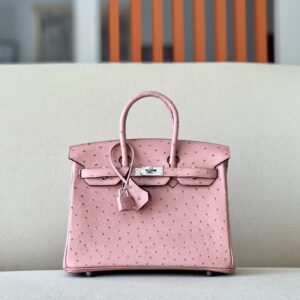 HermèS Birkin25 Ceramic Powder Handmade Ostrich Skin Birkin 25cm