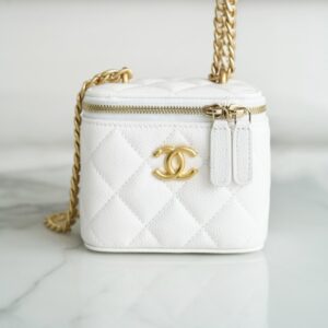 Chanel White French Imported Cowhide Small Box