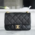 Chanel Black Small Italian Imported Sheepskin Thick Chain Small Classic Handbag
