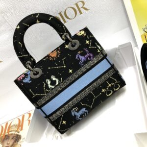 dior m0565 lady d-lite five-grid embroidered constellation tote bag