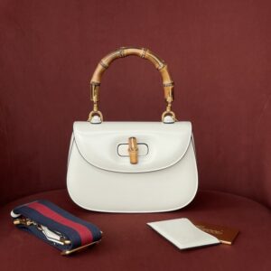 gucci white leather bamboo 1947 small top handle bag