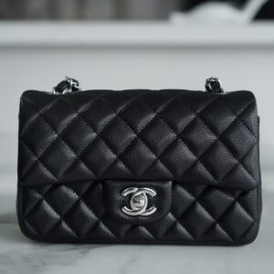 Chanel Black & Silver Hardware French Haas Grained Cowhide Mini Flap Bag