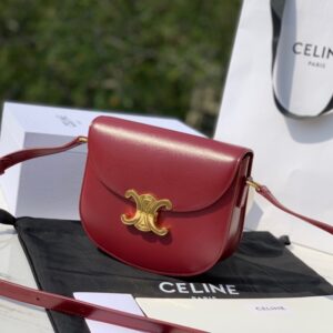celine red shiny cow leather handbag