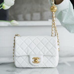 Chanel Chanel Black & White Hardware Italy Imported Lambskin Mini Classic Handbag