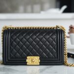Chanel Black France Imported Lambskin Medium Boy Chanel Handbag