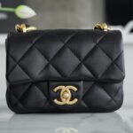 Chanel Black Small Italian Imported Sheepskin Thick Chain Mini Classic Handbag