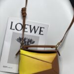 loewe mini puzzle edge gradient brown calfskin material