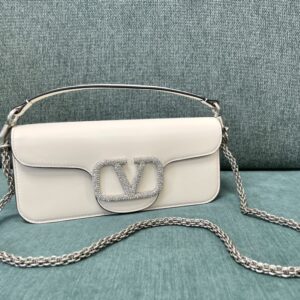 valentino white loc leather handbag