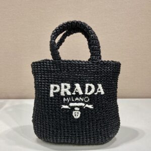 PRADA 1BG422 Raffia Small Size Tote Bag