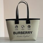 burberry label print cotton medium london tote bag